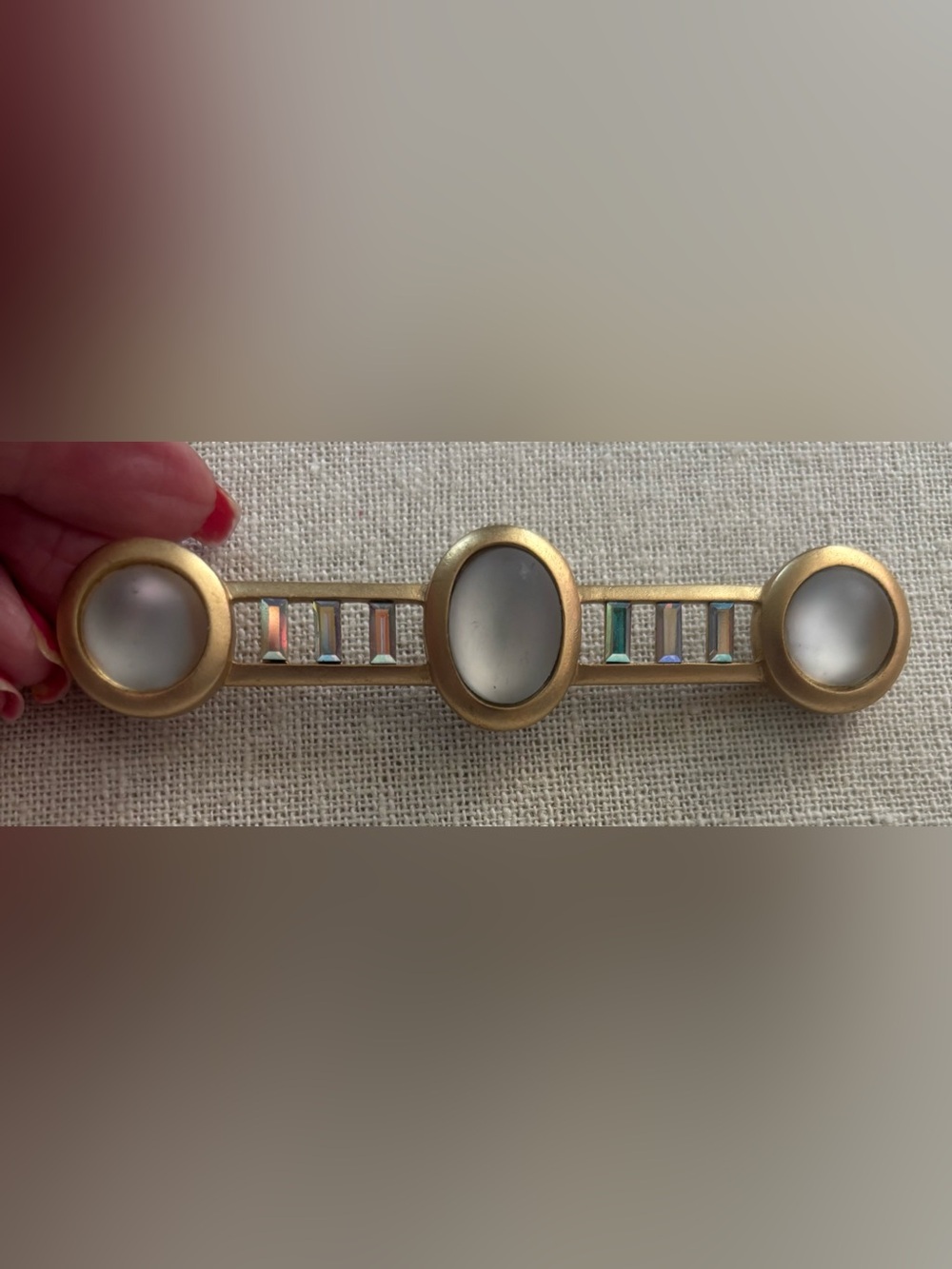 Vintage Signed Monet Gold-Tone Geometric Bar Brooch
